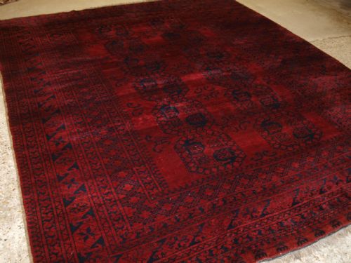 Old Afghan Ersari Village Carpet, Rich Deep Red Colour, Circa 1920.
