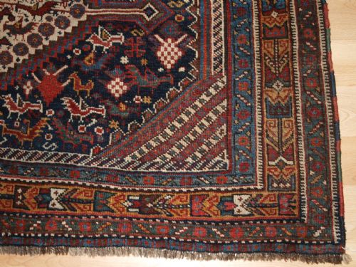 ANTIQUE KHAMSEH TRIBAL RUG PECKING CHICKENS CIRCA 1890 - ADDITIONAL PHOTO 8