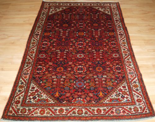Antique Malayer Village Rug , Floral Shrub Design, Circa 1920.