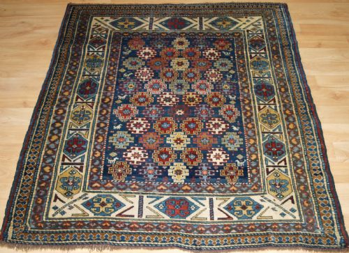 Antique Caucasian Derbent Rug, Small Square Size, Great Design, Circa 1900.