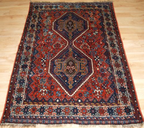 Old Khamseh Shiraz Rug, Circa 1920.