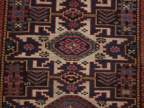 ANTIQUE EAST CAUCASIAN RUG WITH LESGHI STAR DESIGN SMALL SIZE CIRCA 1900 - ADDITIONAL PHOTO 6