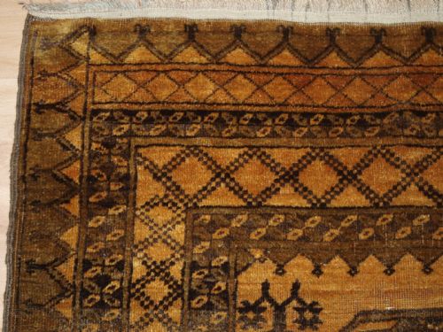 fig 1. OLD AFGHAN ERSARI RUG, FADED GOLD COLOUR, CIRCA 1920/30.
