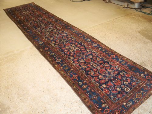 fig 1. ANTIQUE KURDISH HAMADAN REGION RUNNER, ALL OVER HERATI DESIGN, CIRCA 1900.
