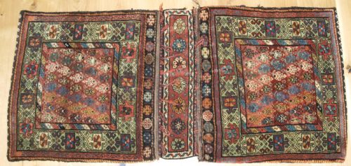 Antique Kurdish Varamin Region Khorjin Saddlebags, Great Colour, Circa 1900.