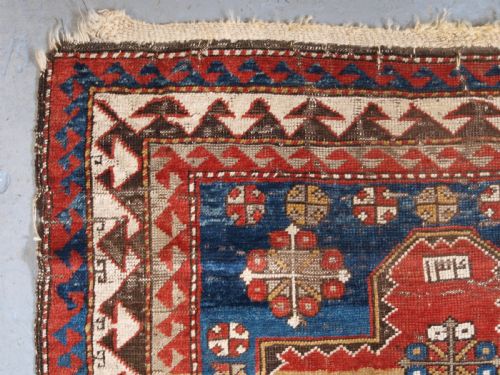 fig 1. ANTIQUE CAUCASIAN BORDJALOU KAZAK PRAYER RUG, CIRCA 1880.