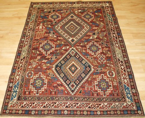 Antique Caucasian Daghestan Rug, Camel, People and Animals, Circa 1890