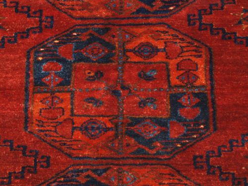 ANTIQUE AFGHAN ERSARI TURKMEN MAIN CARPET SUPERB CONDITION AND COLOUR CIRCA 1890 - ADDITIONAL PHOTO 8