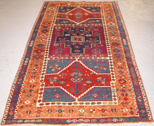 Antique East Anatolian Yuruk Long Rug, Box Medallions, Circa 1880.