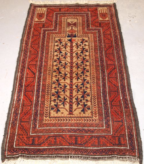 Antique Baluch Tree of Life Prayer Rug, Outstanding Condition, Circa 1900.