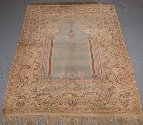 Antique Turkish Ghiordes Prayer Rug, Light Blue Field, Circa 1825-1850.