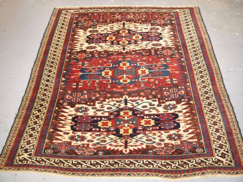 Antique Caucasian Zejwa Village Rug of Scarce Design, Circa 1880.