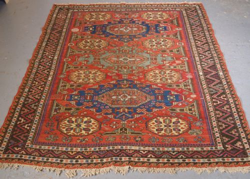 Antique Caucasian Soumak, Classic Design, Scarce Small Size, Circa 1880.