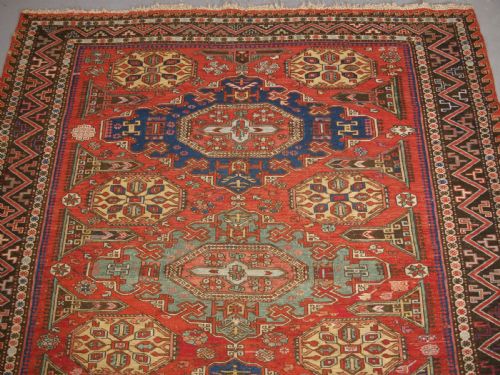 fig 1. ANTIQUE CAUCASIAN SOUMAK, CLASSIC DESIGN, SCARCE SMALL SIZE, CIRCA 1880.