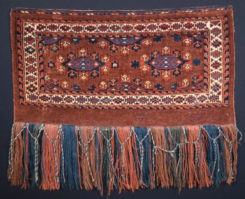 Antique Yomut Turkmen Torba with Kepse Gul Design, Circa 1880.