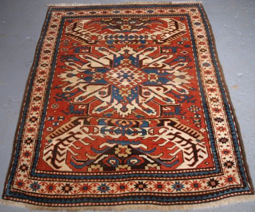 Antique Caucasian Chelaberd Kazak Single Medallion Rug of Small Size, Circa 1880.