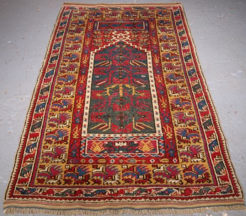 Antique Turkish Izmir Region Prayer Rug of Scarce Type, Circa 1890.