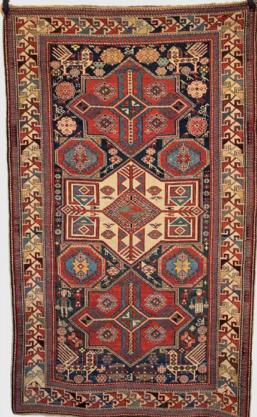 Antique Caucasian Shirvan Akstafa Star Medallion Rug, Superb, Circa 1880.