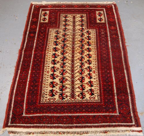 Antique Baluch Tree of Life Prayer Rug, Very Soft, Circa 1900.