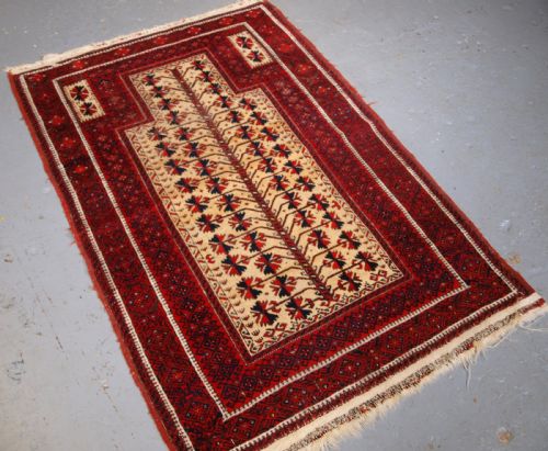fig 1. ANTIQUE BALUCH TREE OF LIFE PRAYER RUG, VERY SOFT, CIRCA 1900.
