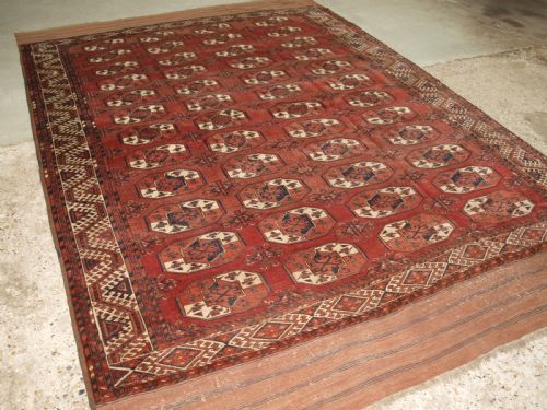 Antique Ersari Kizyl Ayak Turkmen Main Carpet, Unusual Gul, Circa 1880.