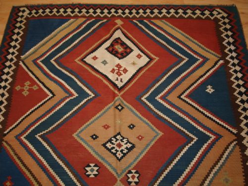ANTIQUE TRIBAL QASHQAI KILIM WITH EYE DAZZLER DESIGN GREAT CONDITION CIRCA 1900 - ADDITIONAL PHOTO 2
