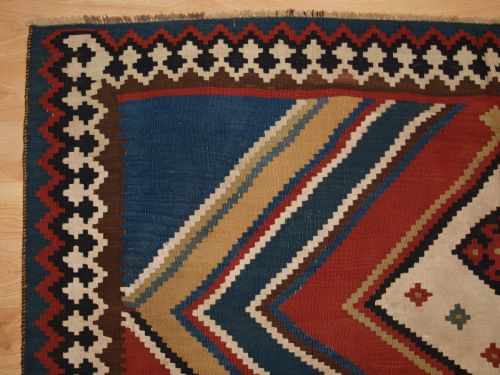 ANTIQUE TRIBAL QASHQAI KILIM WITH EYE DAZZLER DESIGN GREAT CONDITION CIRCA 1900 - ADDITIONAL PHOTO 3