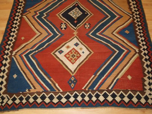 ANTIQUE TRIBAL QASHQAI KILIM WITH EYE DAZZLER DESIGN GREAT CONDITION CIRCA 1900 - ADDITIONAL PHOTO 4