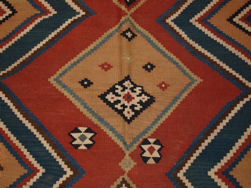 ANTIQUE TRIBAL QASHQAI KILIM WITH EYE DAZZLER DESIGN GREAT CONDITION CIRCA 1900 - ADDITIONAL PHOTO 7
