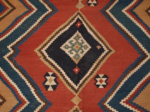 ANTIQUE TRIBAL QASHQAI KILIM WITH EYE DAZZLER DESIGN GREAT CONDITION CIRCA 1900 - ADDITIONAL PHOTO 9
