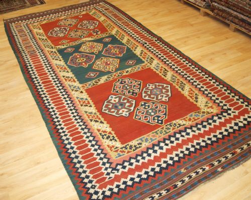 ANTIQUE QASHQAI TRIBAL KILIM WITH COMPARTMENT DESIGN CIRCA 1900 - ADDITIONAL PHOTO 1