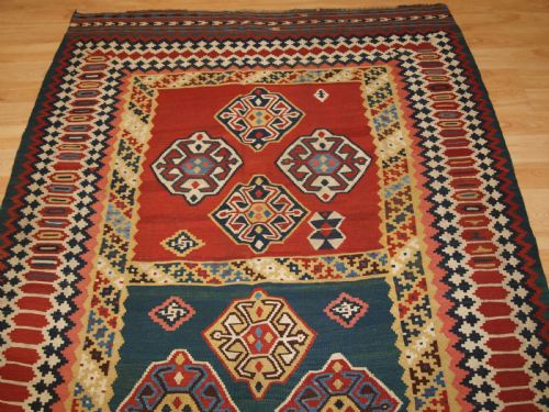 ANTIQUE QASHQAI TRIBAL KILIM WITH COMPARTMENT DESIGN CIRCA 1900 - ADDITIONAL PHOTO 2