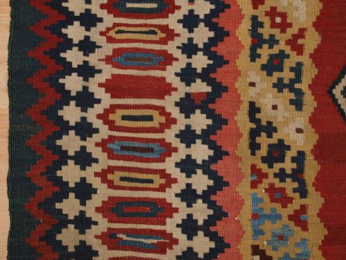 ANTIQUE QASHQAI TRIBAL KILIM WITH COMPARTMENT DESIGN CIRCA 1900 - ADDITIONAL PHOTO 5