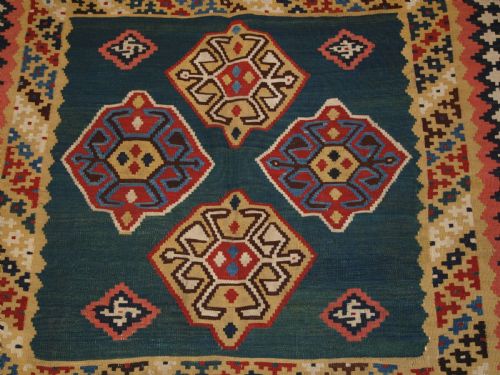 ANTIQUE QASHQAI TRIBAL KILIM WITH COMPARTMENT DESIGN CIRCA 1900 - ADDITIONAL PHOTO 7