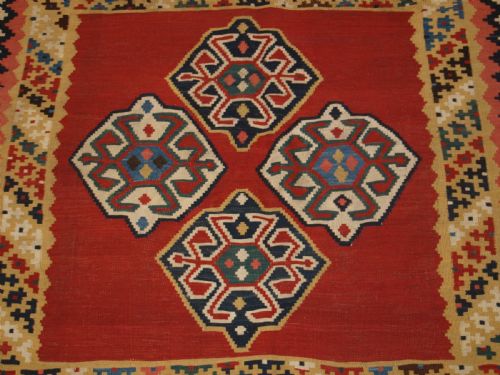 ANTIQUE QASHQAI TRIBAL KILIM WITH COMPARTMENT DESIGN CIRCA 1900 - ADDITIONAL PHOTO 8