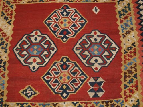 ANTIQUE QASHQAI TRIBAL KILIM WITH COMPARTMENT DESIGN CIRCA 1900 - ADDITIONAL PHOTO 9