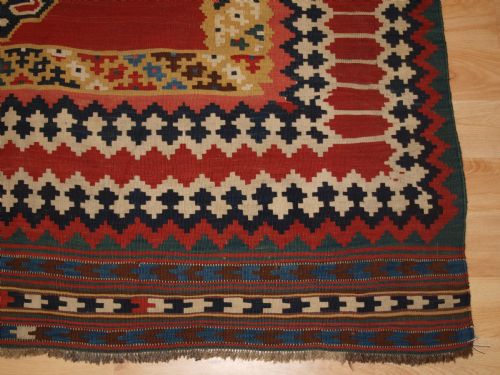 ANTIQUE QASHQAI TRIBAL KILIM WITH COMPARTMENT DESIGN CIRCA 1900 - ADDITIONAL PHOTO 10