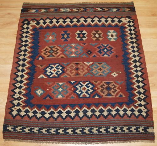 Antique Tribal Qashqai Kilim Sofreh, Eating Cloth, Circa 1900.