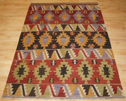 Old Turkish Anatolian Kilim of Traditional Design, Circa 1930.