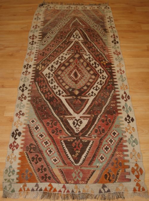 Antique Turkish Kayseri Kilim, Single Medallion Design, Circa 1920.