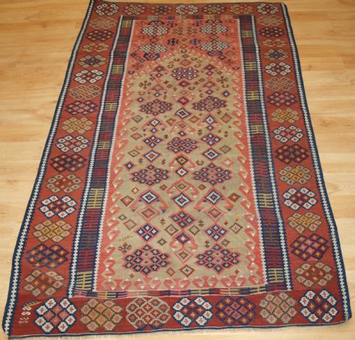Antique Turkish Erzurum Prayer Kilim, Soft Colours, Circa 1880.