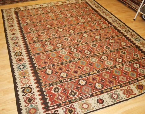 fig 1. ANTIQUE SHARKOY KILIM WITH REPEAT DESIGN, EXCELLENT CONDITION, CIRCA 1920.
