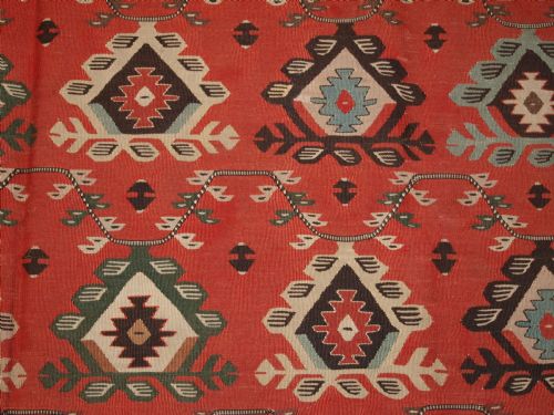 ANTIQUE SHARKOY KILIM WITH LARGE REPEAT DESIGN PASTEL COLOURS CIRCA 1920 - ADDITIONAL PHOTO 6