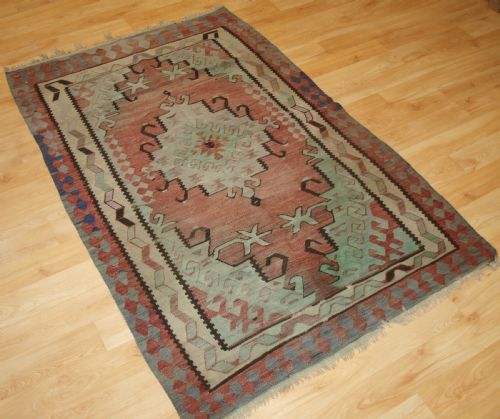 Antique Turkish Village Kilim, Soft Pastel Colours, Circa 1920.