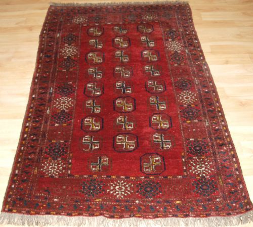 Old Afghan Village Rug with Turkmen Design, Circa 1930.