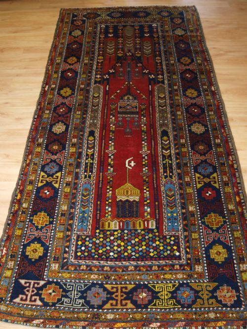 Antique Turkish Yahyali Village Rug with Scarce Mosque Design, Circa 1900/20.