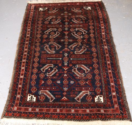 Antique Baluch Rug, Salar Khani Sub Tribe, Herati Design, Circa 1900.