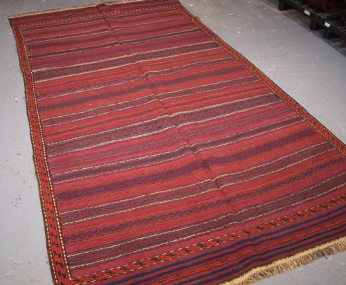 Old Afghan Baluch Kilim in Bands of Weftwork, Superb Condition, Circa 1920.