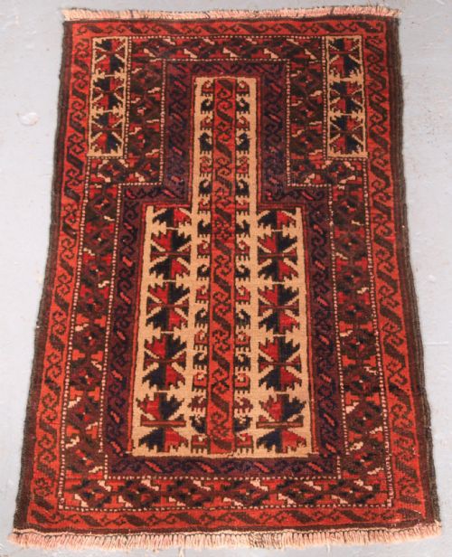 Old Afghan Baluch Childs Prayer Rug, Very Sweet Small Rug, Circa 1920.