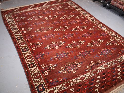 fig 1. ANTIQUE YOMUT TURKMEN MAIN CARPET, KEPSE GUL DESIGN, CIRCA 1860.